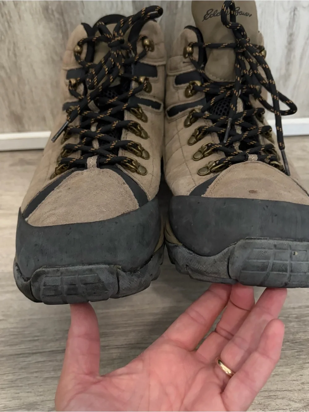Eddie Bauer Tacama hiking boots Mens 13 Nature Outdoors Black Brown Trail